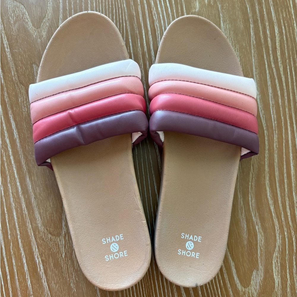 Shade & Shore Women's Ombre Pink Padded Slide Sandals